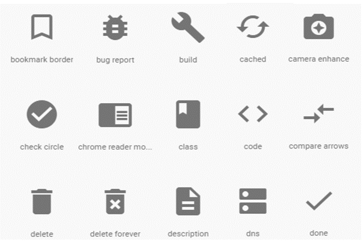 Sample UI Icons from material.io 